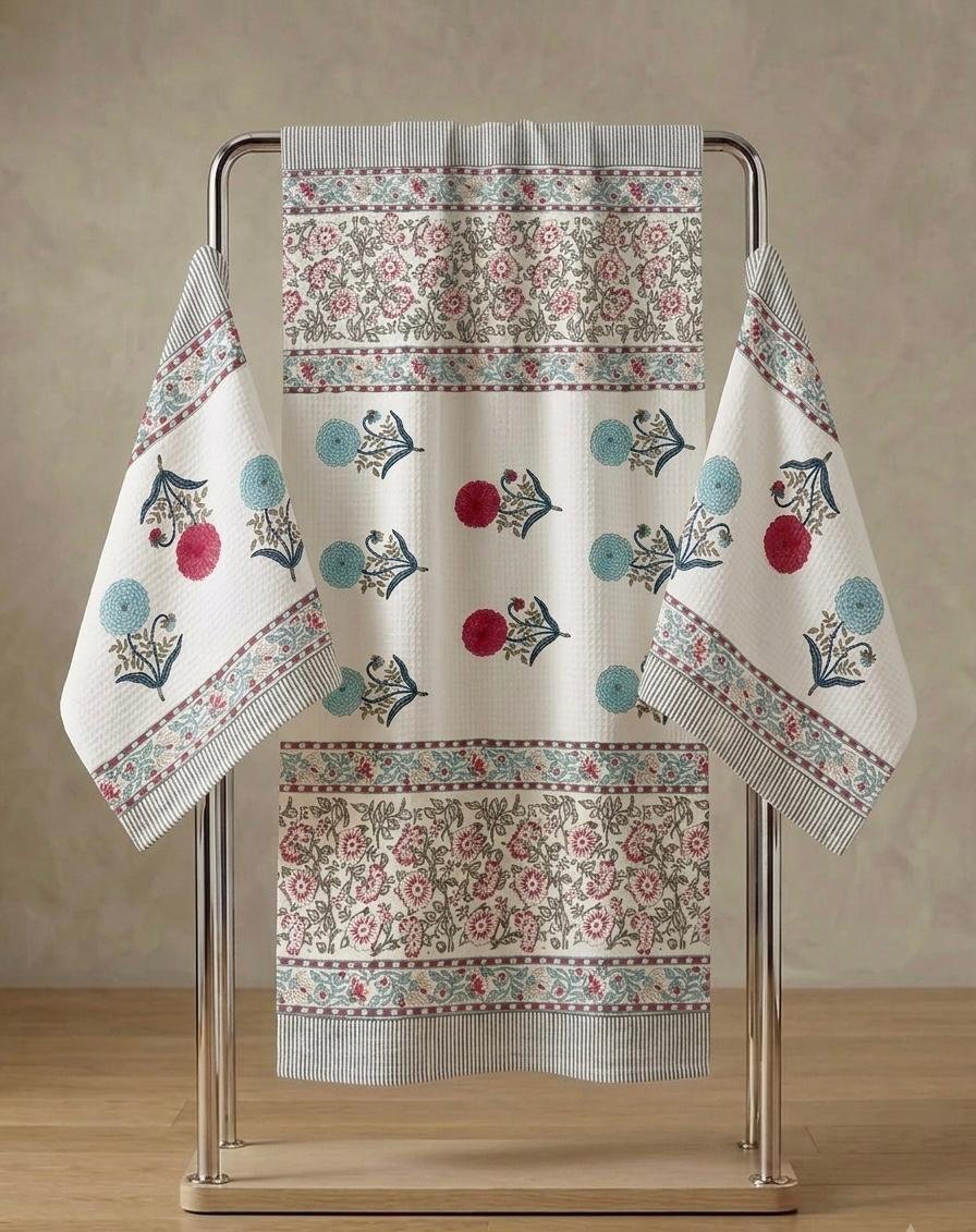 Cotton Printed Bath Towel Combo 3 Pcs