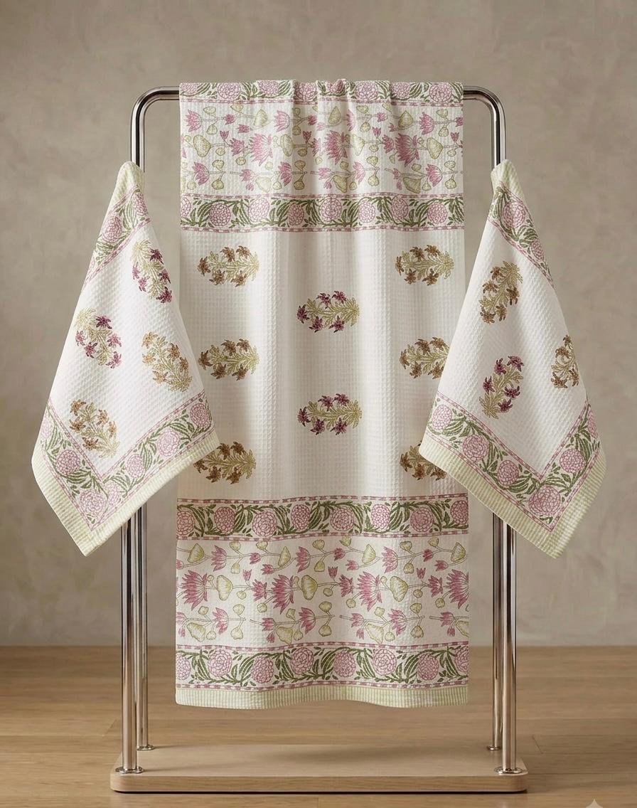 Cotton Printed Bath Towel Combo 3 Pcs