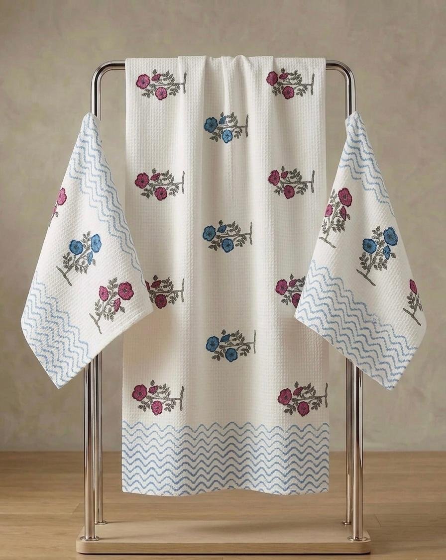 Cotton Printed Bath Towel Combo 3 Pcs