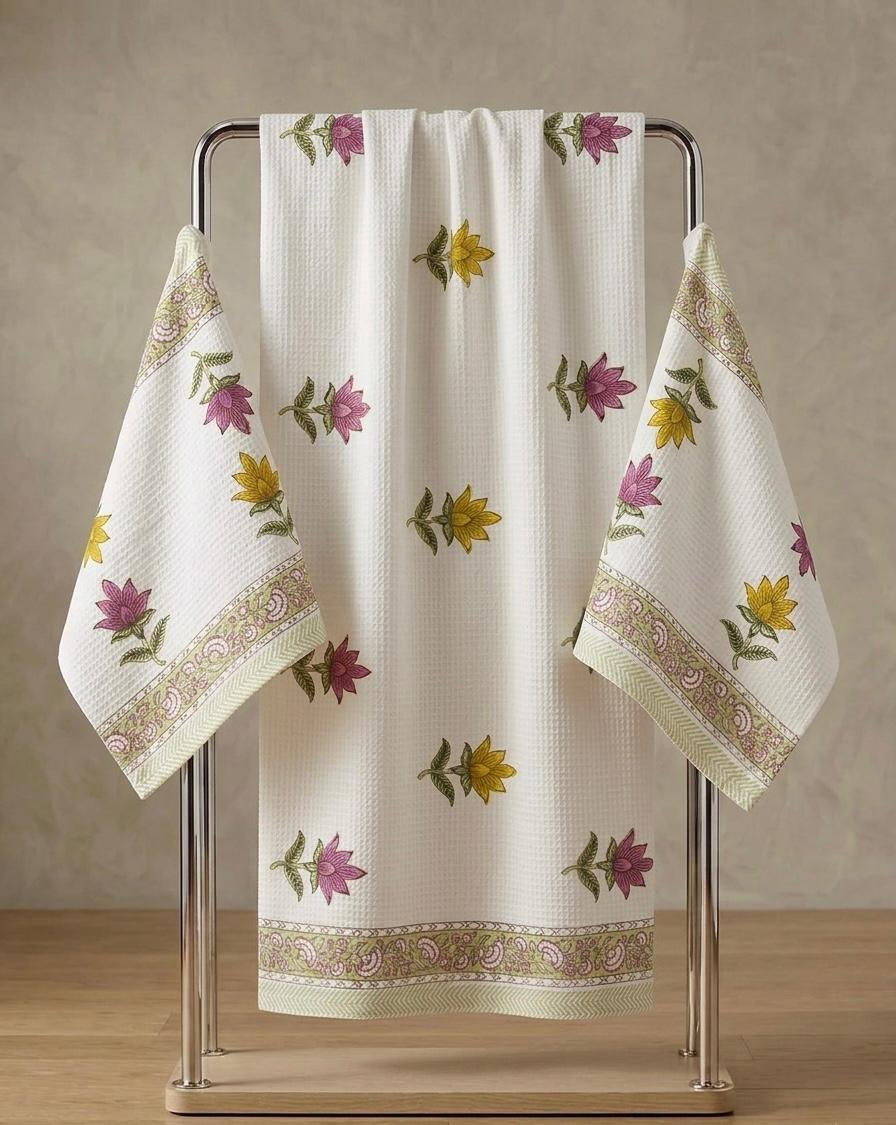 Cotton Printed Bath Towel Combo 3 Pcs