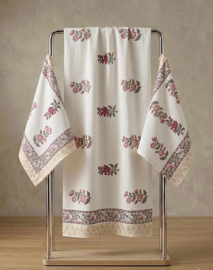 Cotton Printed Bath Towel Combo 3 Pcs