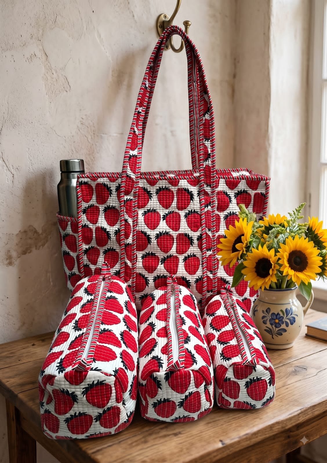 Cotton Printed Quilted Bag Combo