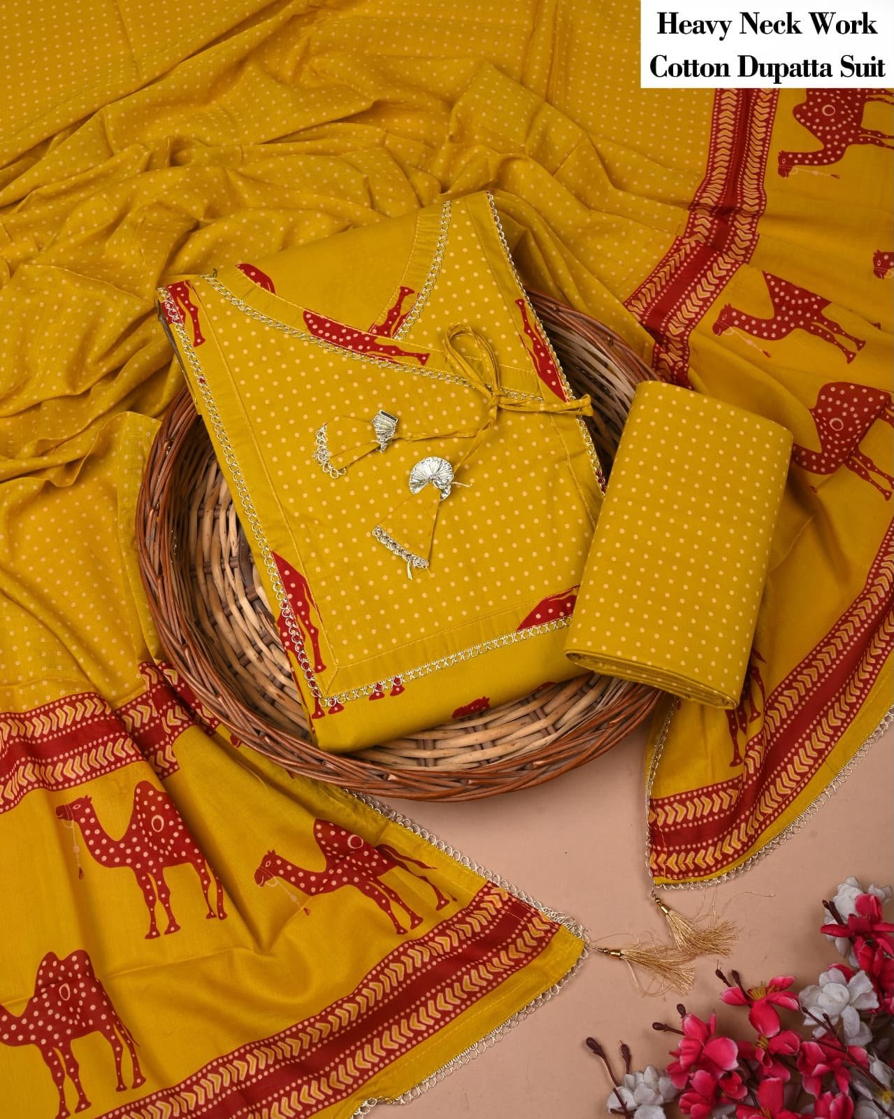 Cotton Dupatta Gota work Suit
