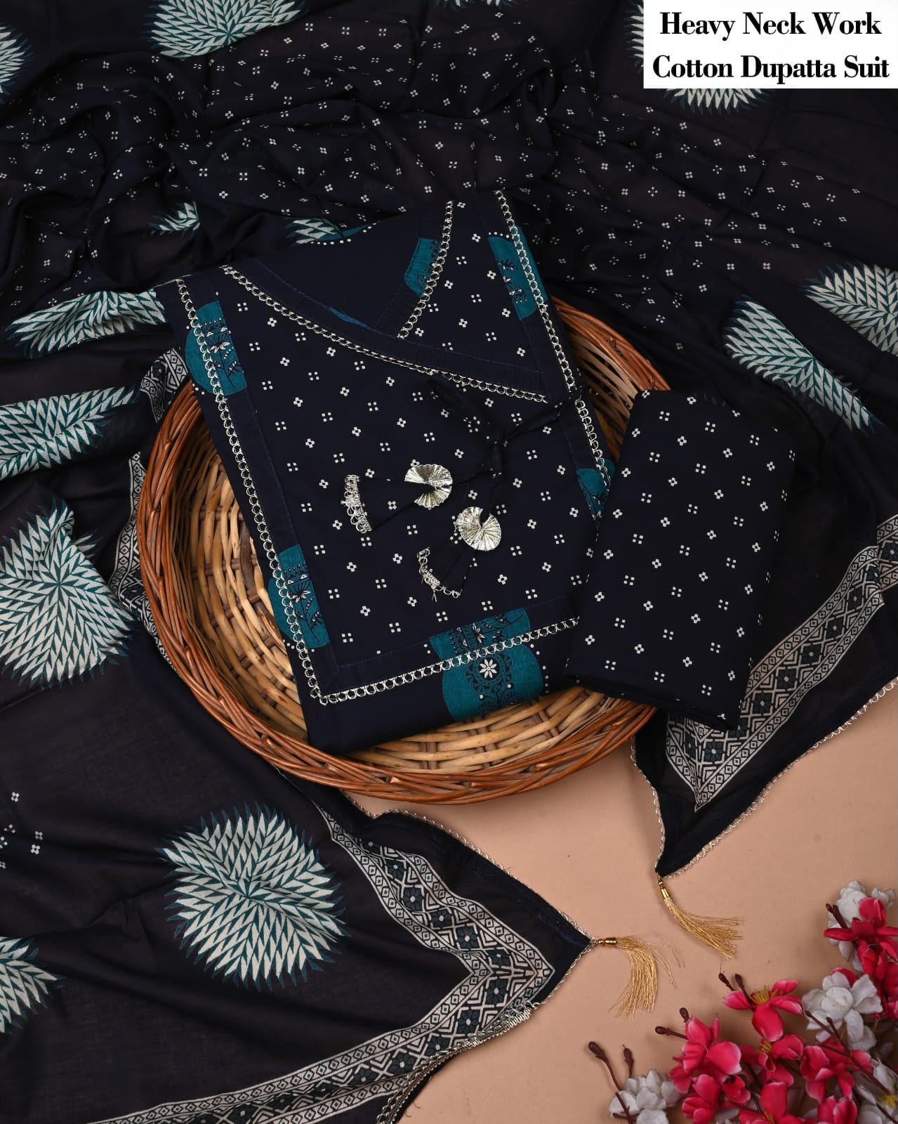 Cotton Dupatta Gota work Suit