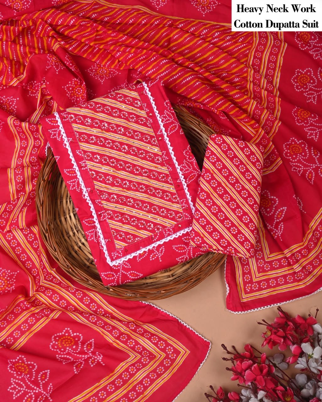 Cotton Dupatta Gota work Suit