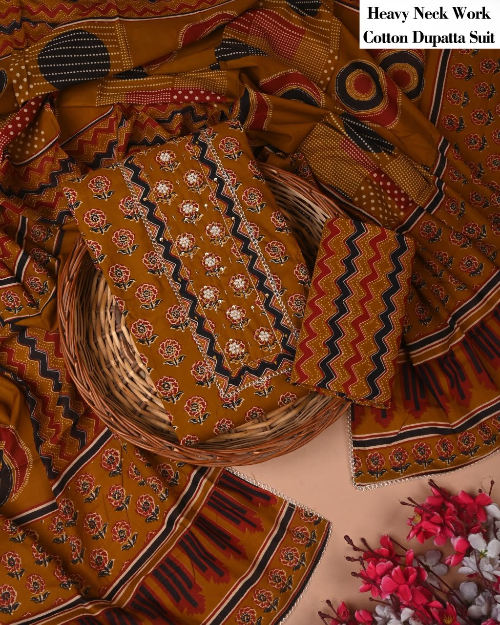 Cotton Dupatta Gota work Suit