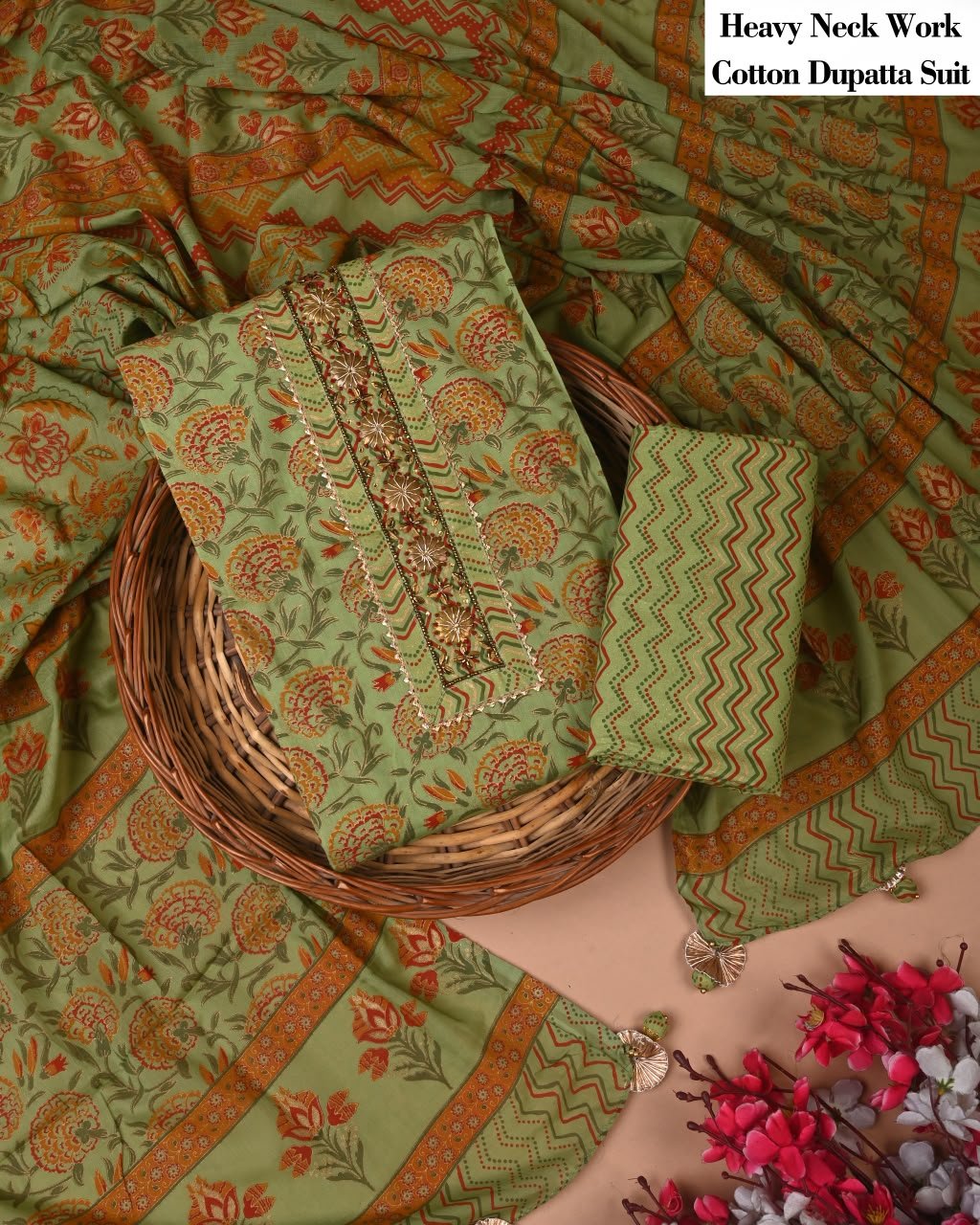 Cotton Dupatta Gota work Suit