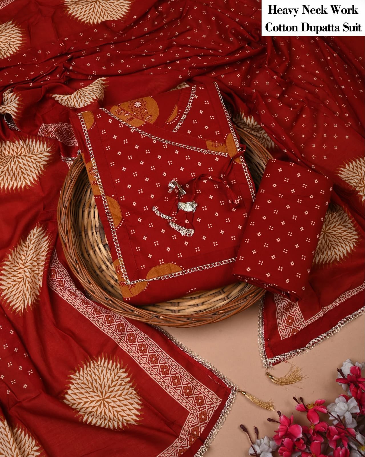Cotton Dupatta Gota work Suit