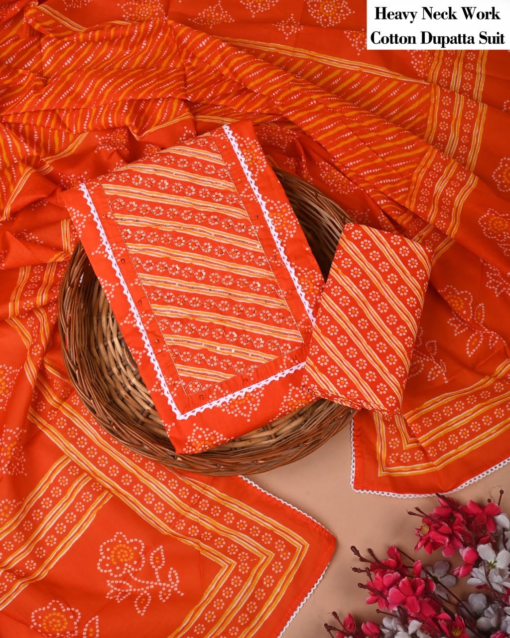 Cotton Dupatta Gota work Suit