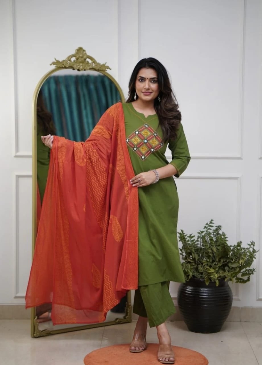 Cotton Embroidered Stitched Suit Set