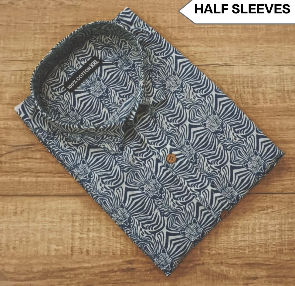 Cotton Printed Men Shirt Half Sleeve