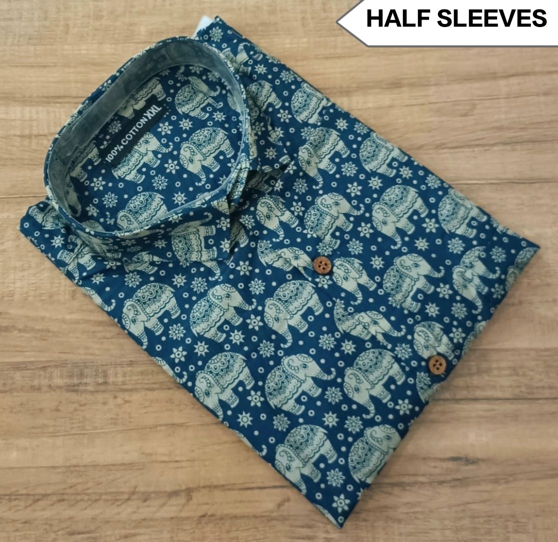 Cotton Printed Men Shirt Half Sleeve
