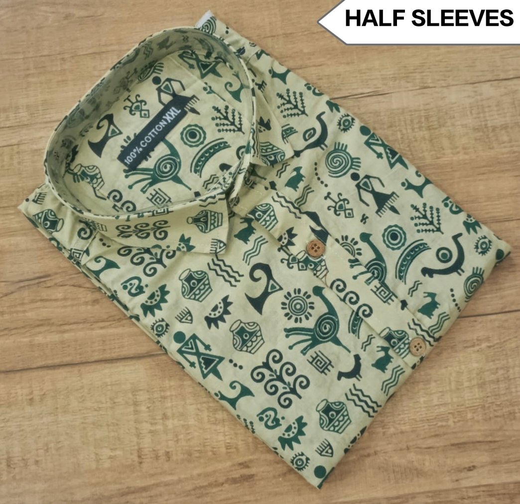 Cotton Printed Men Shirt Half Sleeve