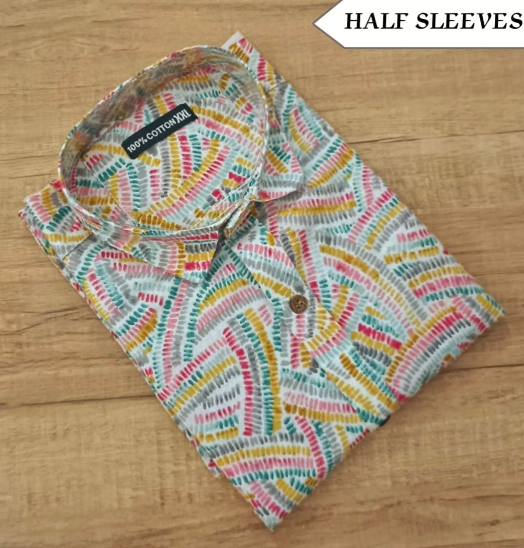 Cotton Printed Men Shirt Half Sleeve