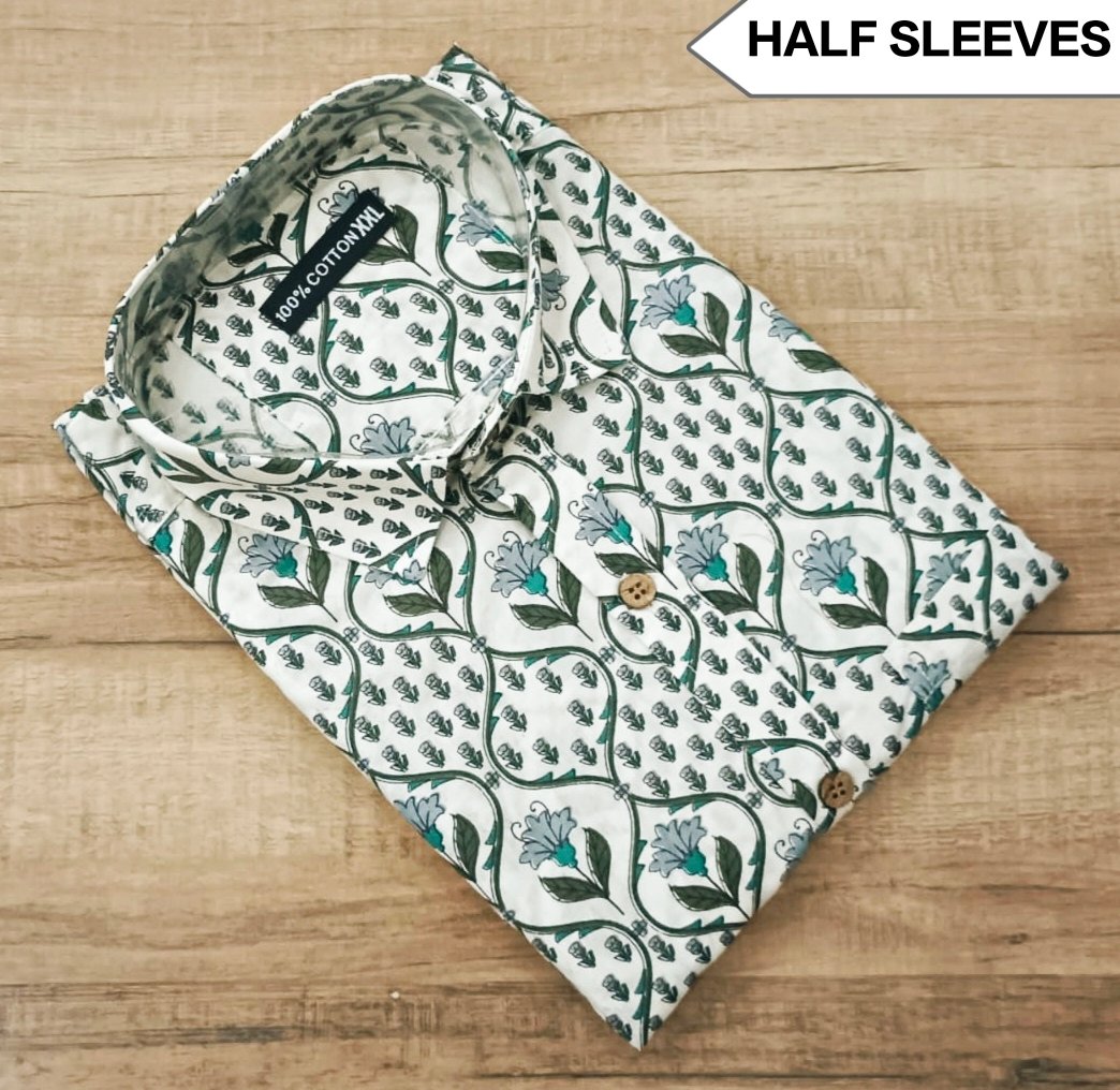 Cotton Printed Men Shirt Half Sleeve