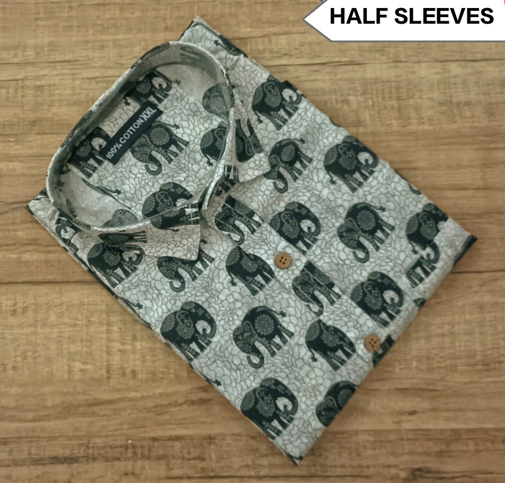 Cotton Printed Men Shirt Half Sleeve