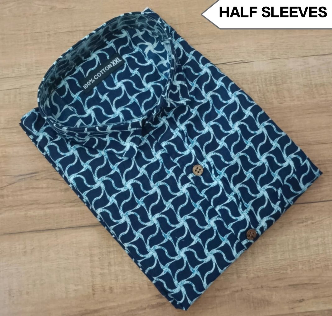 Cotton Printed Men Shirt Half Sleeve