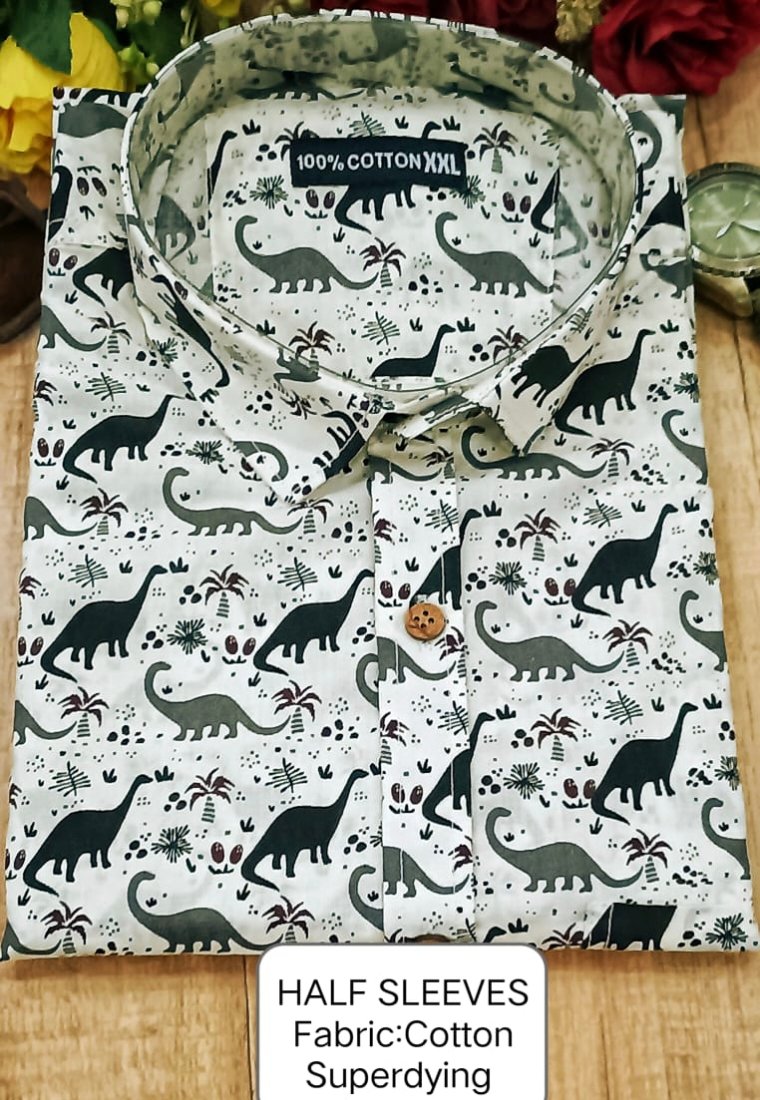 Cotton Printed Men Shirt Half Sleeve