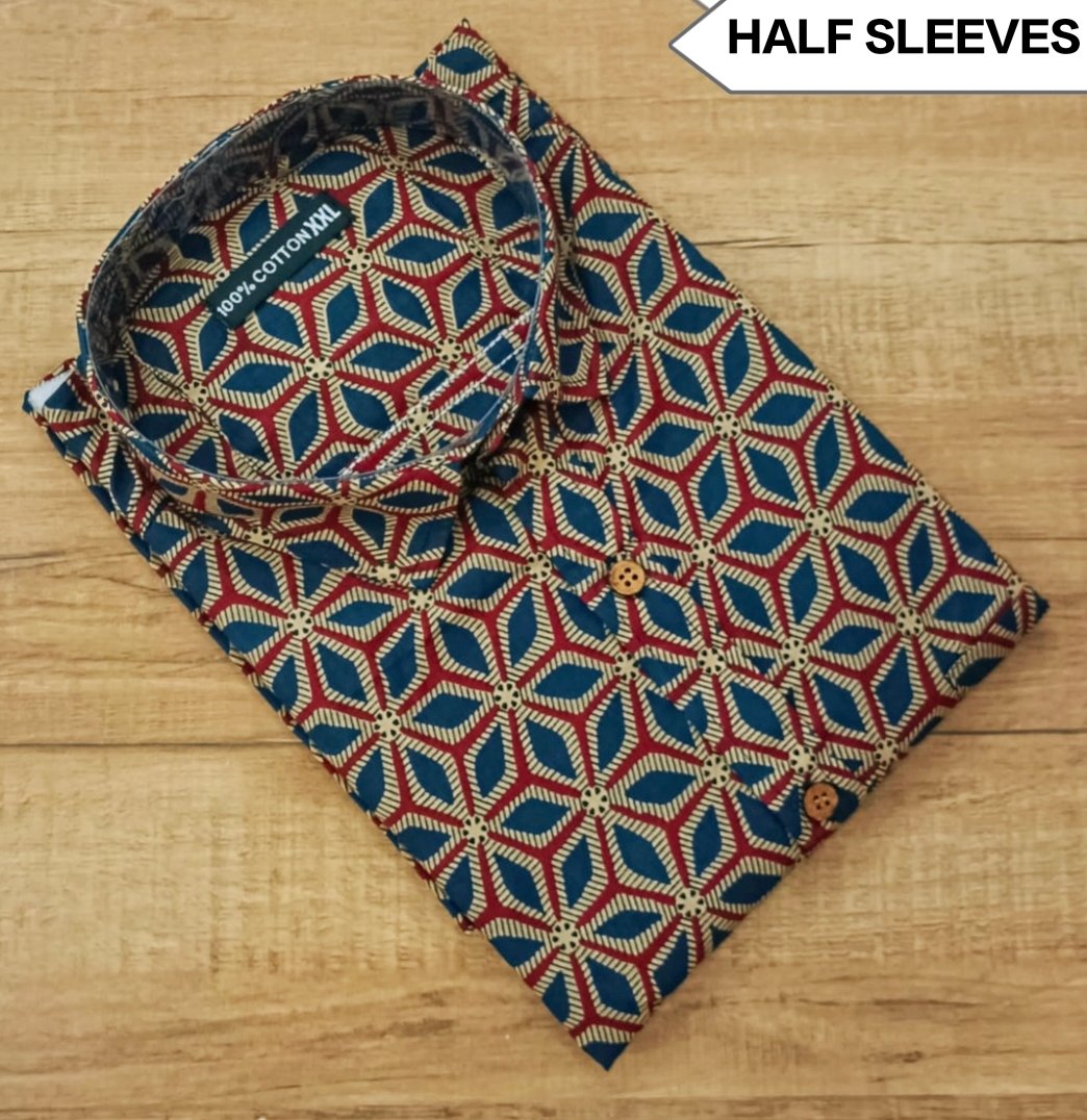 Cotton Printed Men Shirt Half Sleeve