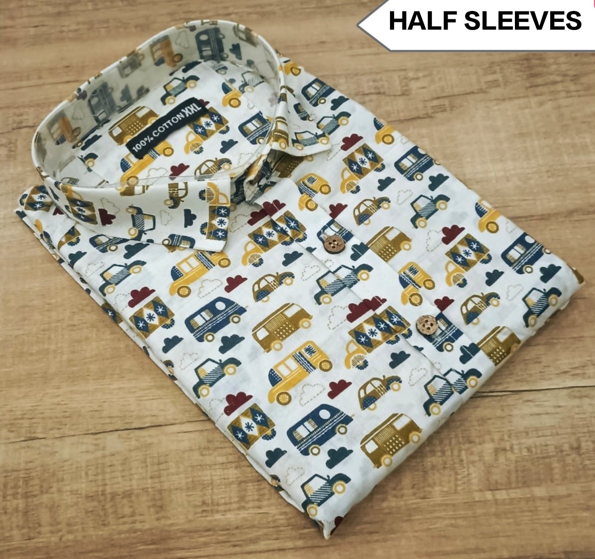 Cotton Printed Men Shirt Half Sleeve
