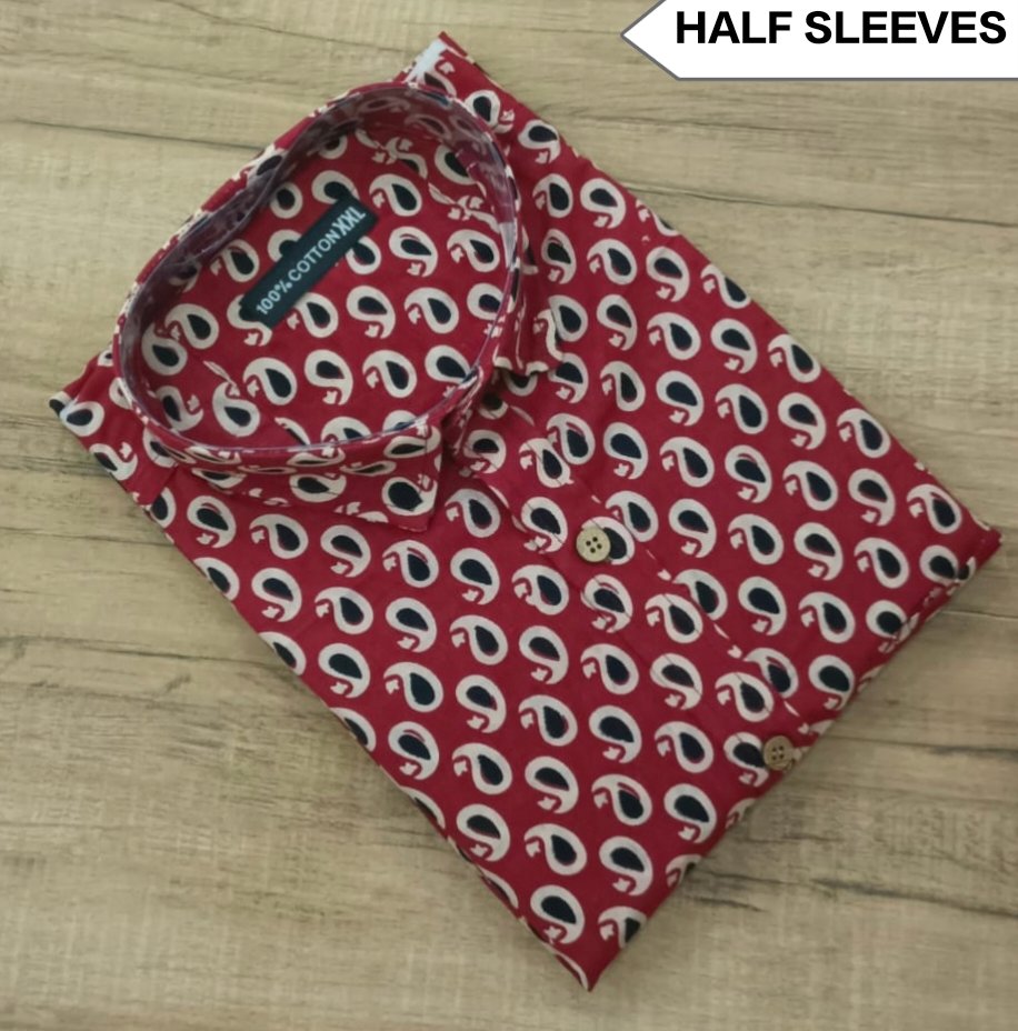 Cotton Printed Men Shirt Half Sleeve