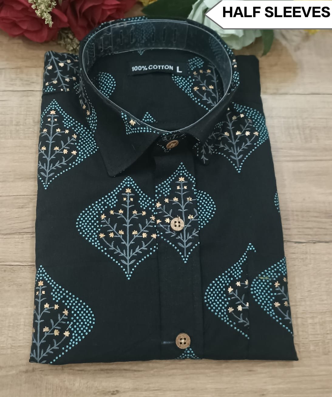 Cotton Printed Men Shirt Half Sleeve