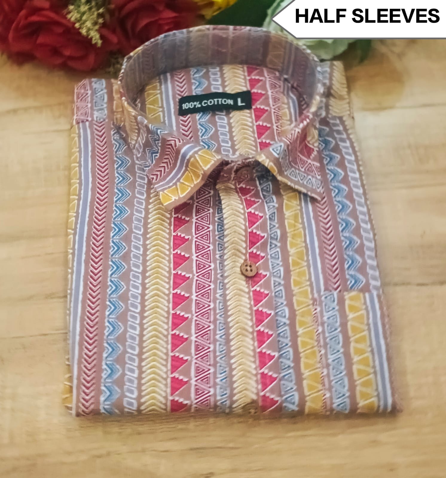 Cotton Printed Men Shirt Half Sleeve