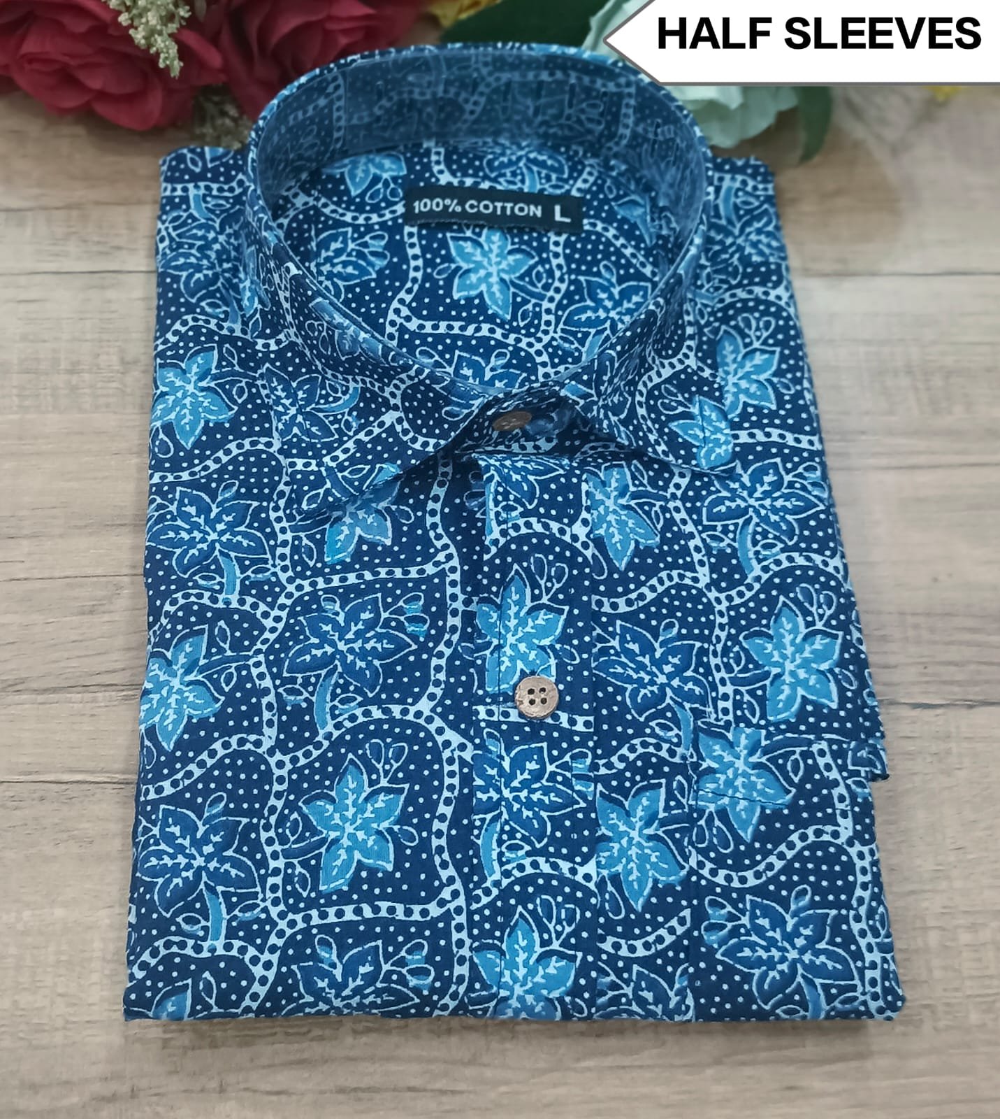 Cotton Printed Men Shirt Half Sleeve