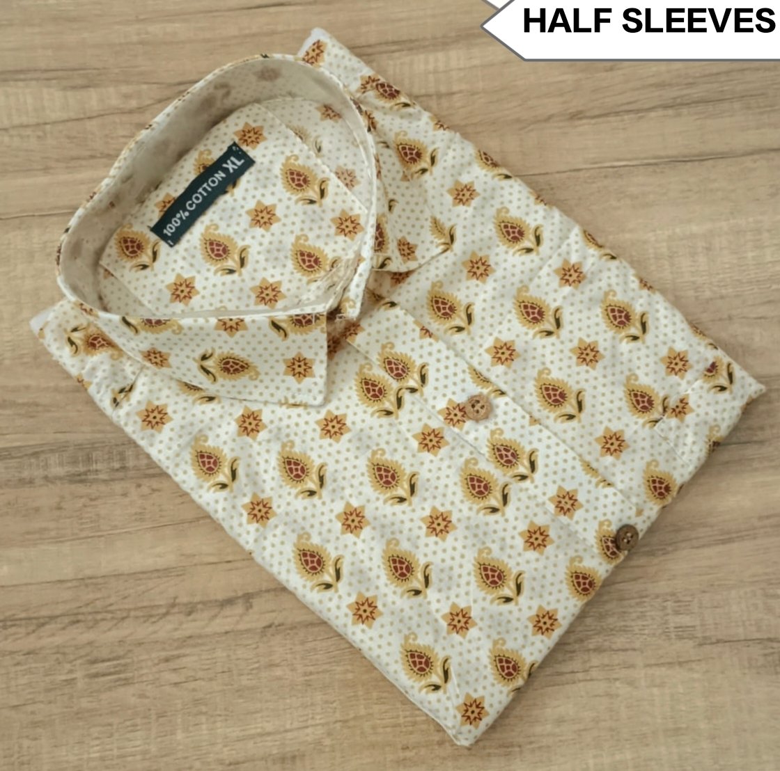 Cotton Printed Men Shirt Half Sleeve