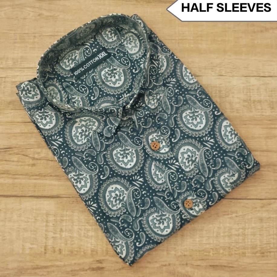 Cotton Printed Men Shirt Half Sleeve