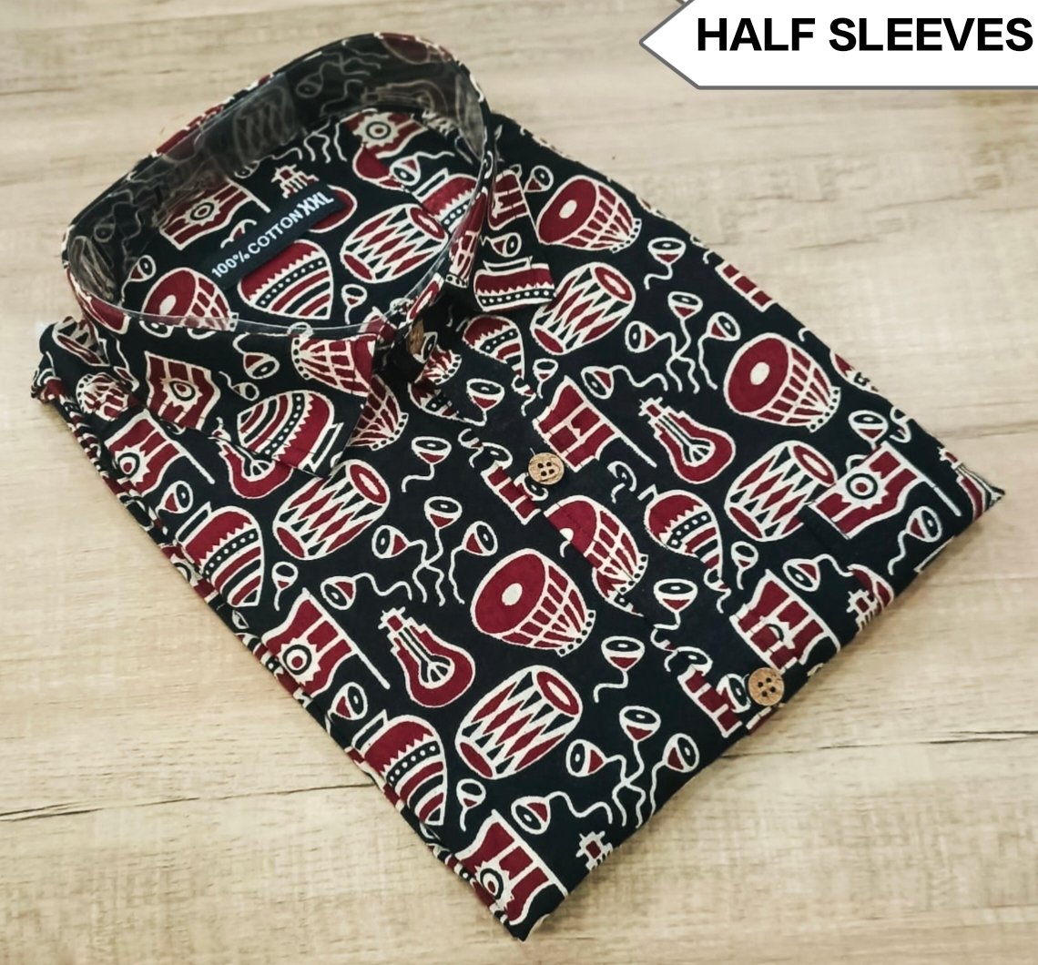 Cotton Printed Men Shirt Half Sleeve