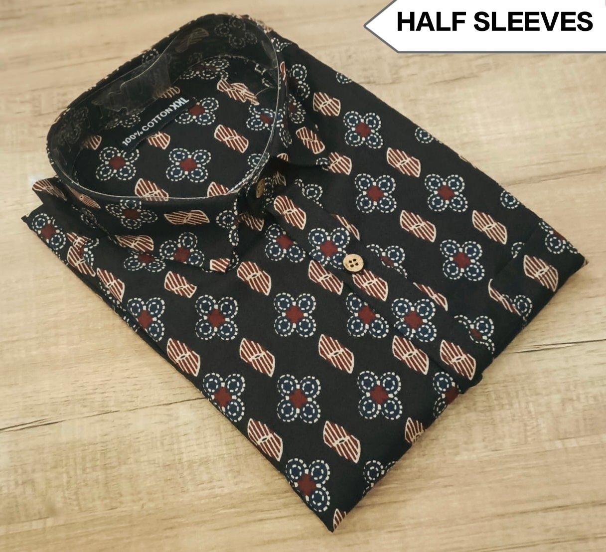 Cotton Printed Men Shirt Half Sleeve