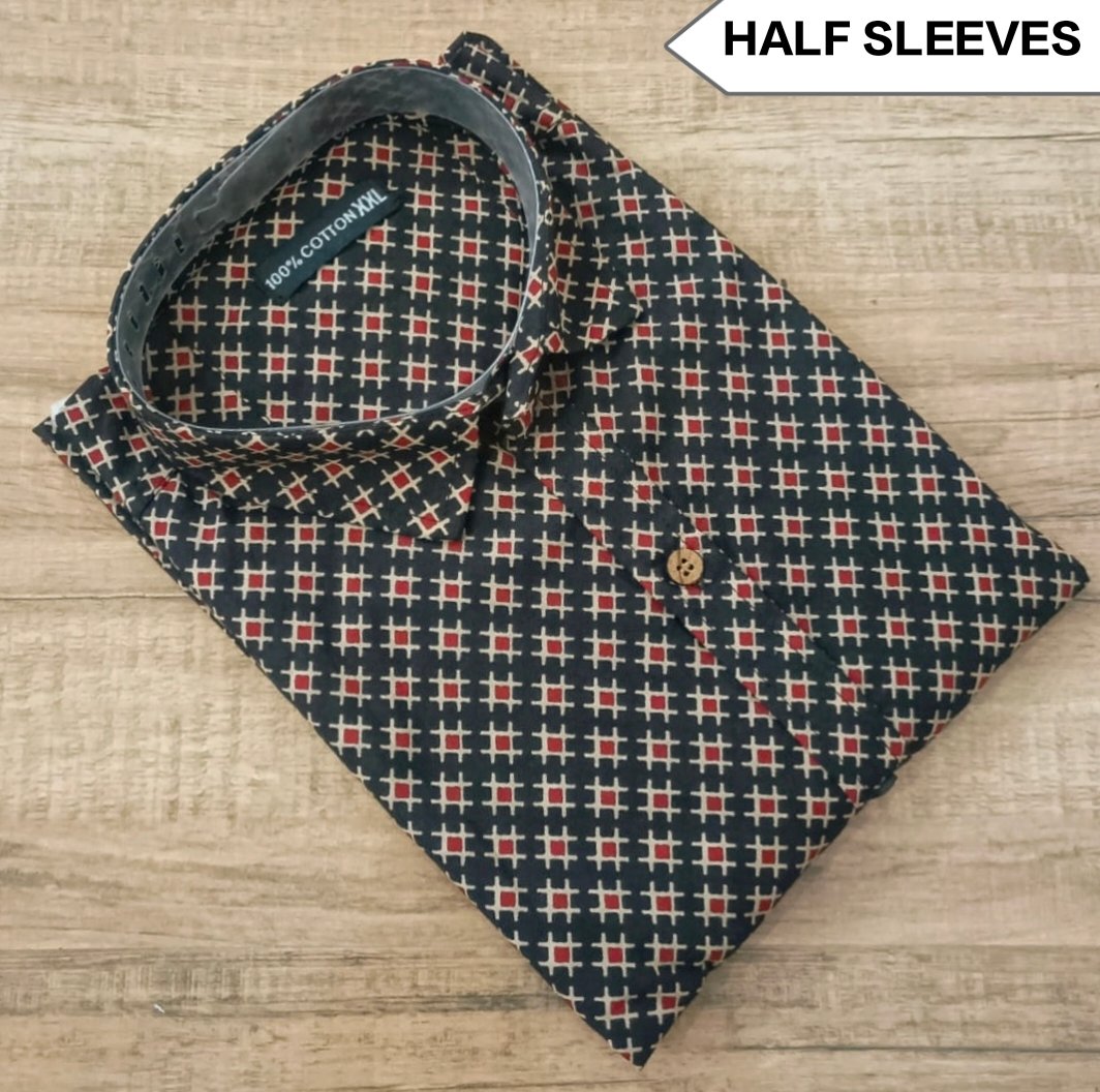 Cotton Printed Men Shirt Half Sleeve