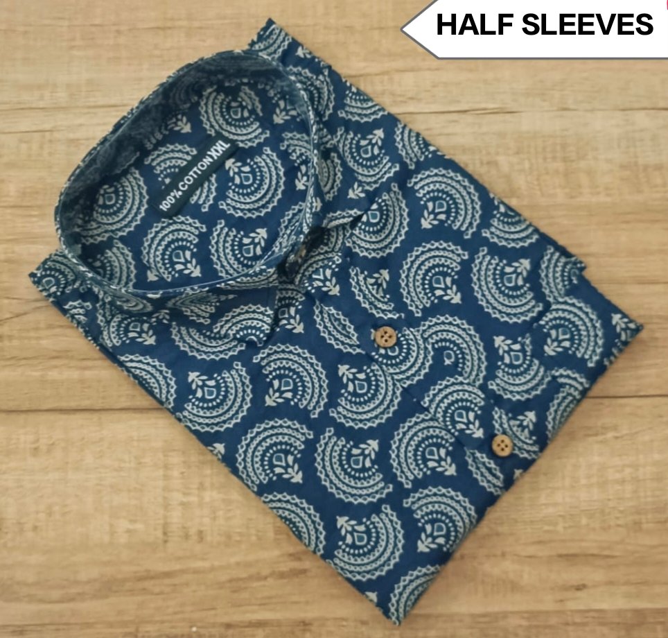 Cotton Printed Men Shirt Half Sleeve