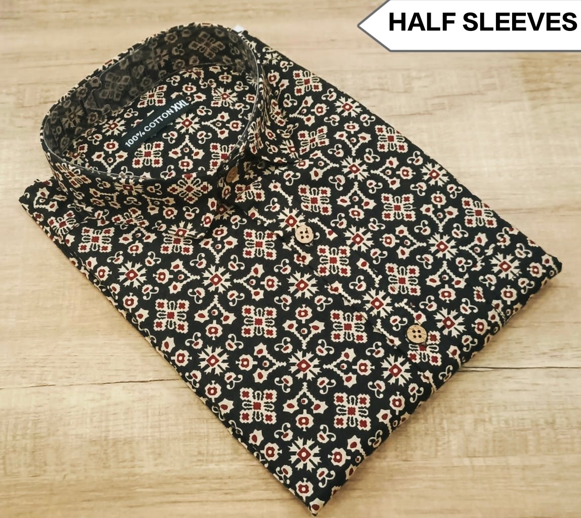 Cotton Printed Men Shirt Half Sleeve