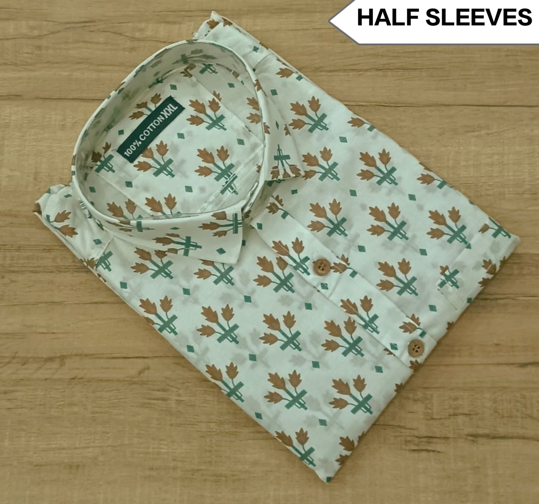 Cotton Printed Men Shirt Half Sleeve