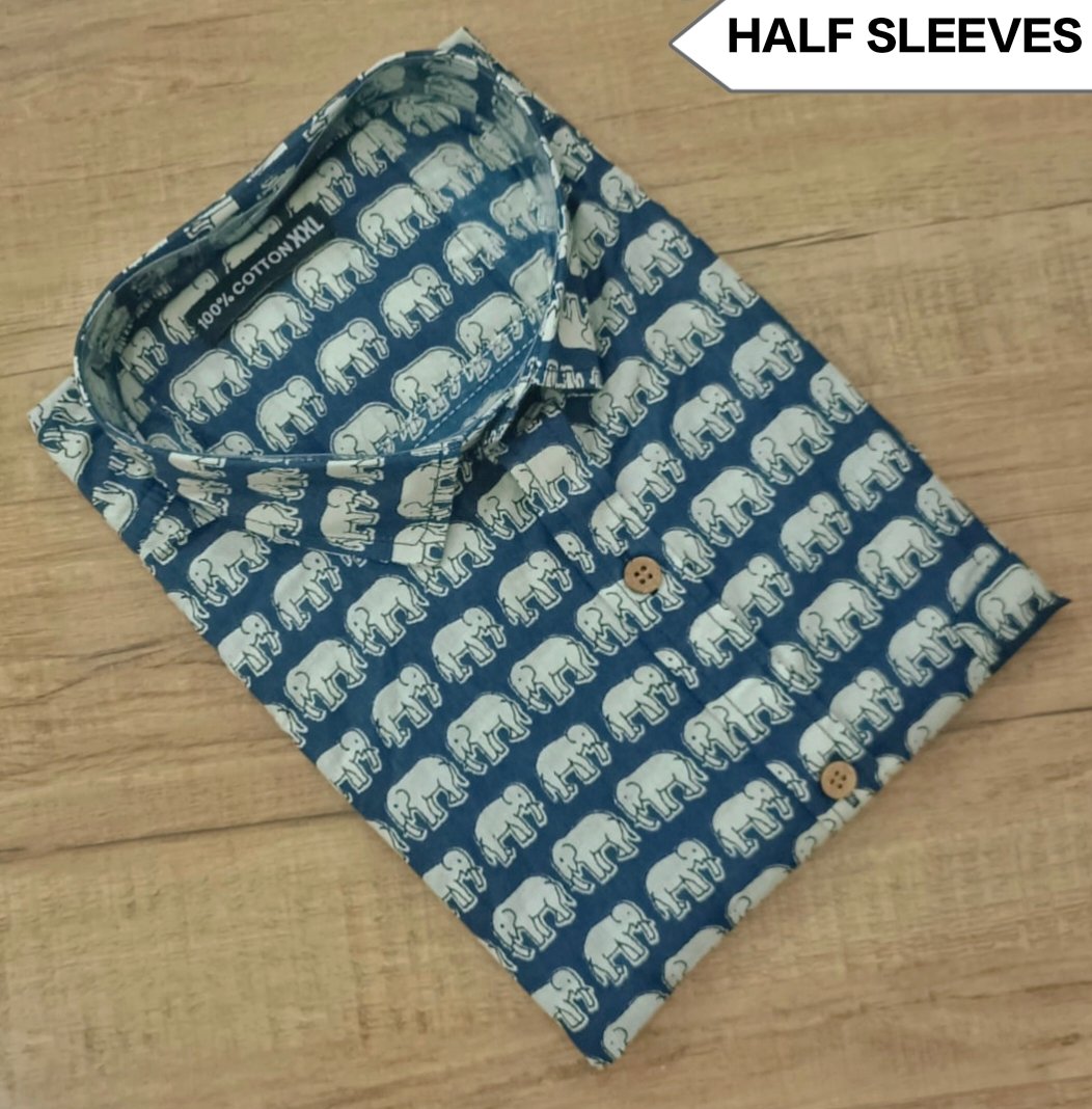 Cotton Printed Men Shirt Half Sleeve