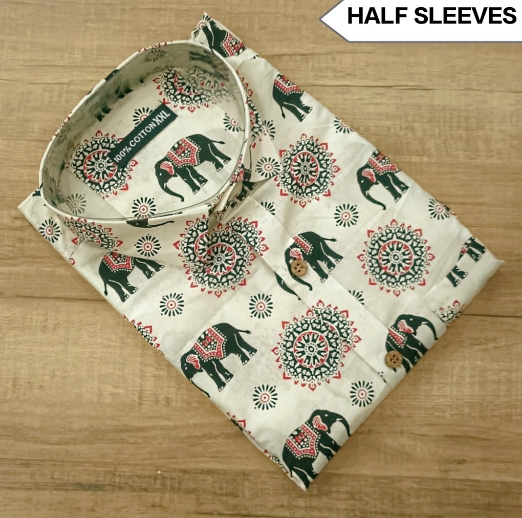 Cotton Printed Men Shirt Half Sleeve