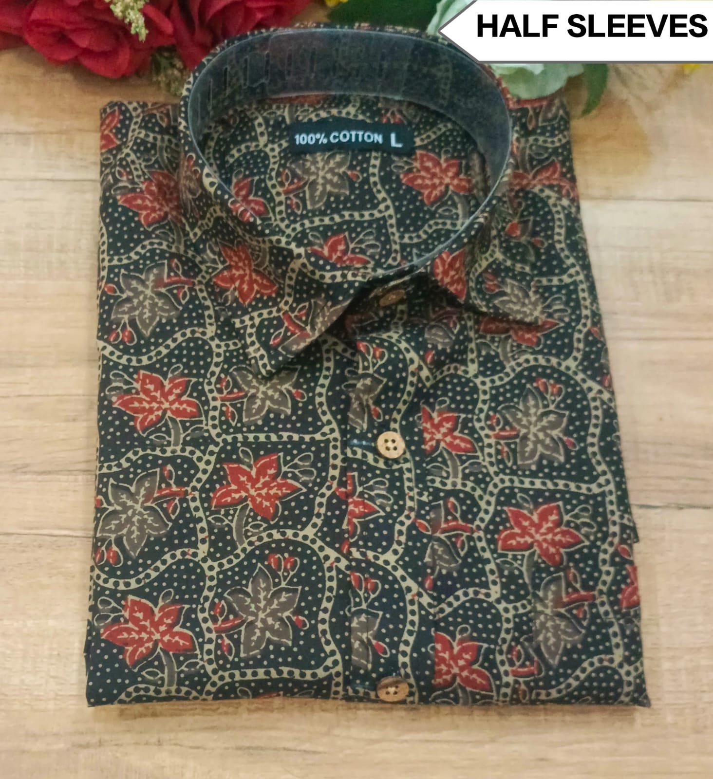 Cotton Printed Men Shirt Half Sleeve