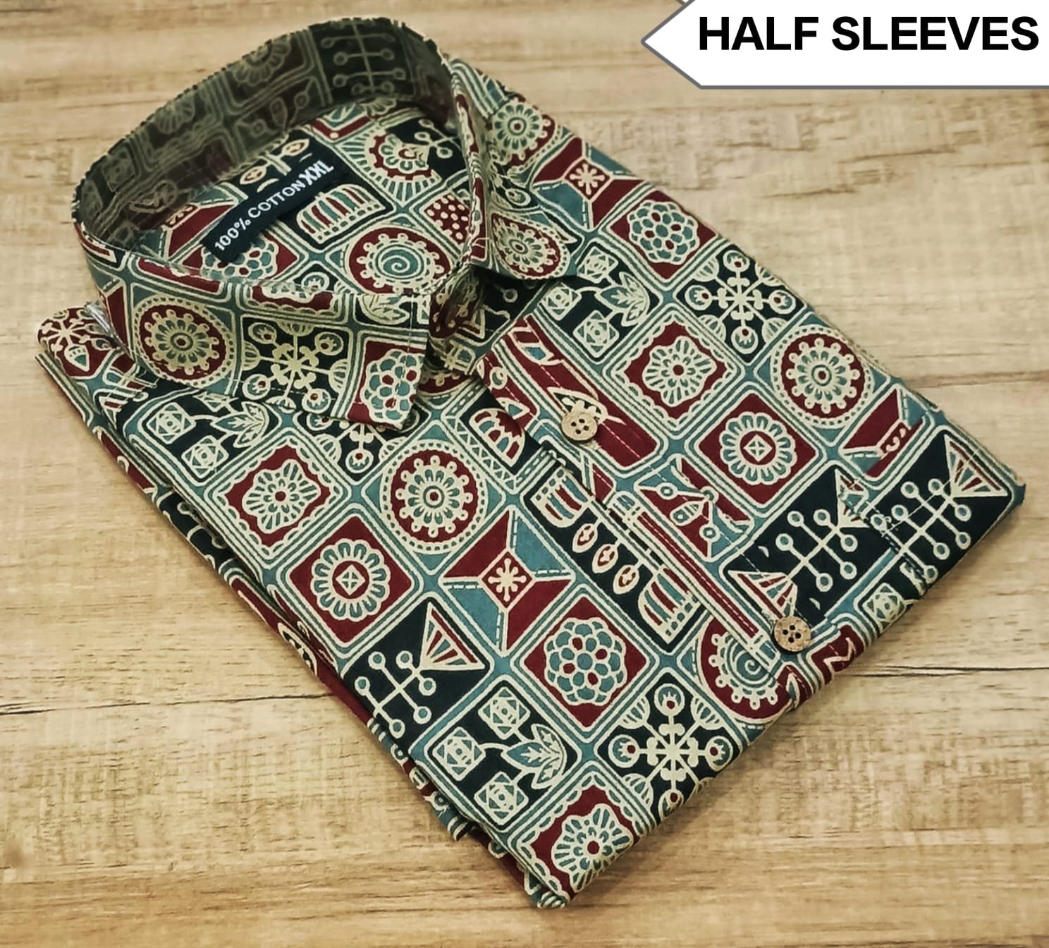 Cotton Printed Men Shirt Half Sleeve