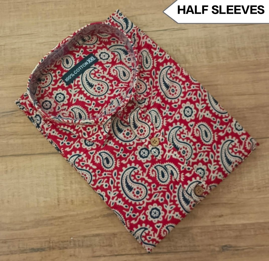 Cotton Printed Men Shirt Half Sleeve