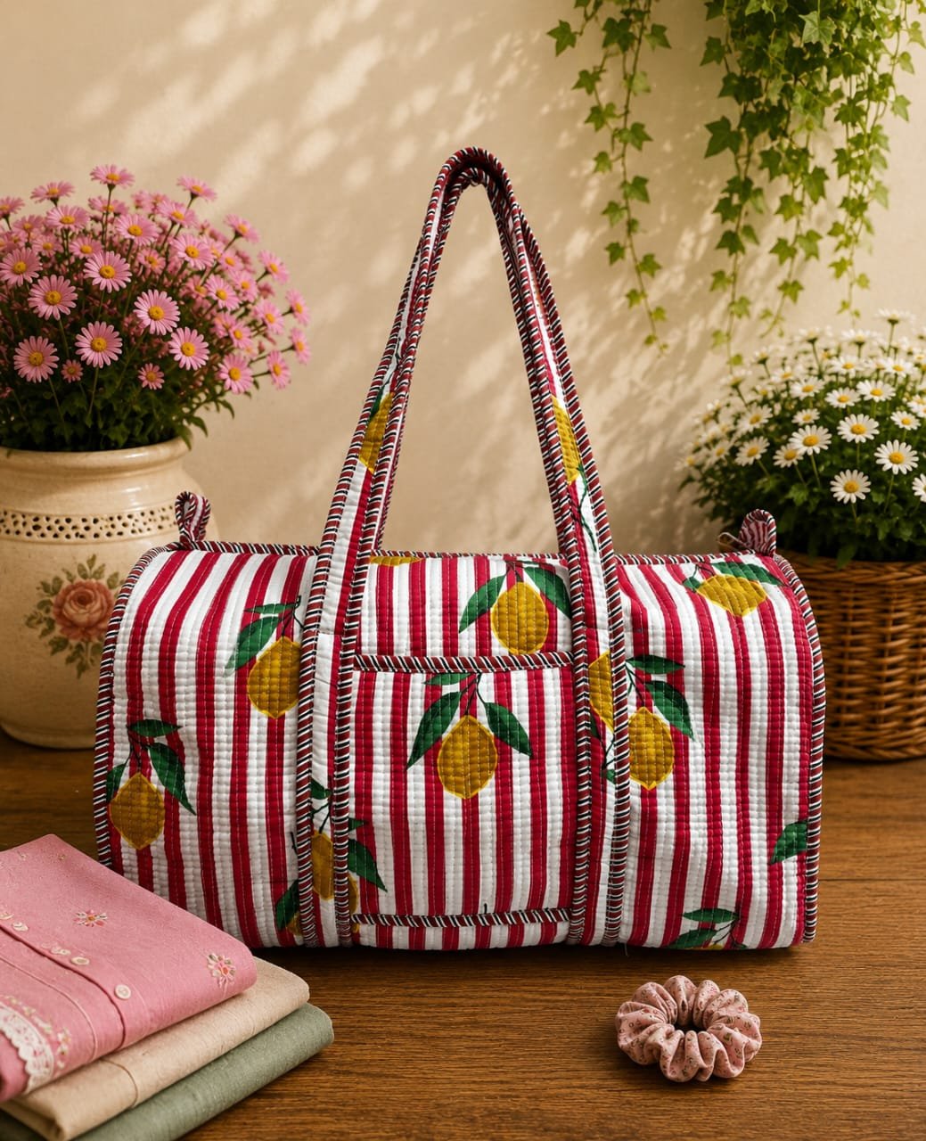 Cotton Quilted Duffle Bag