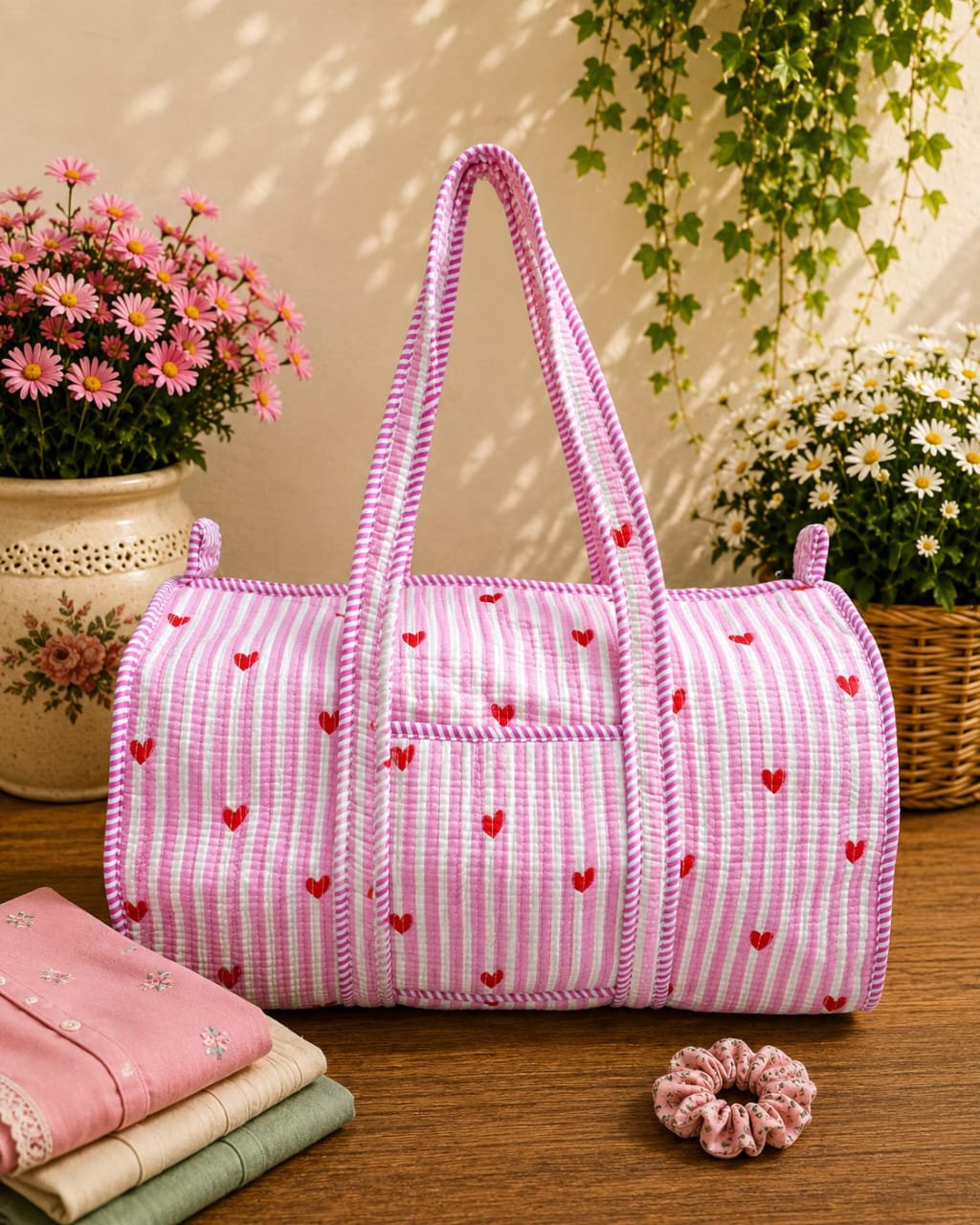 Cotton Quilted Duffle Bag
