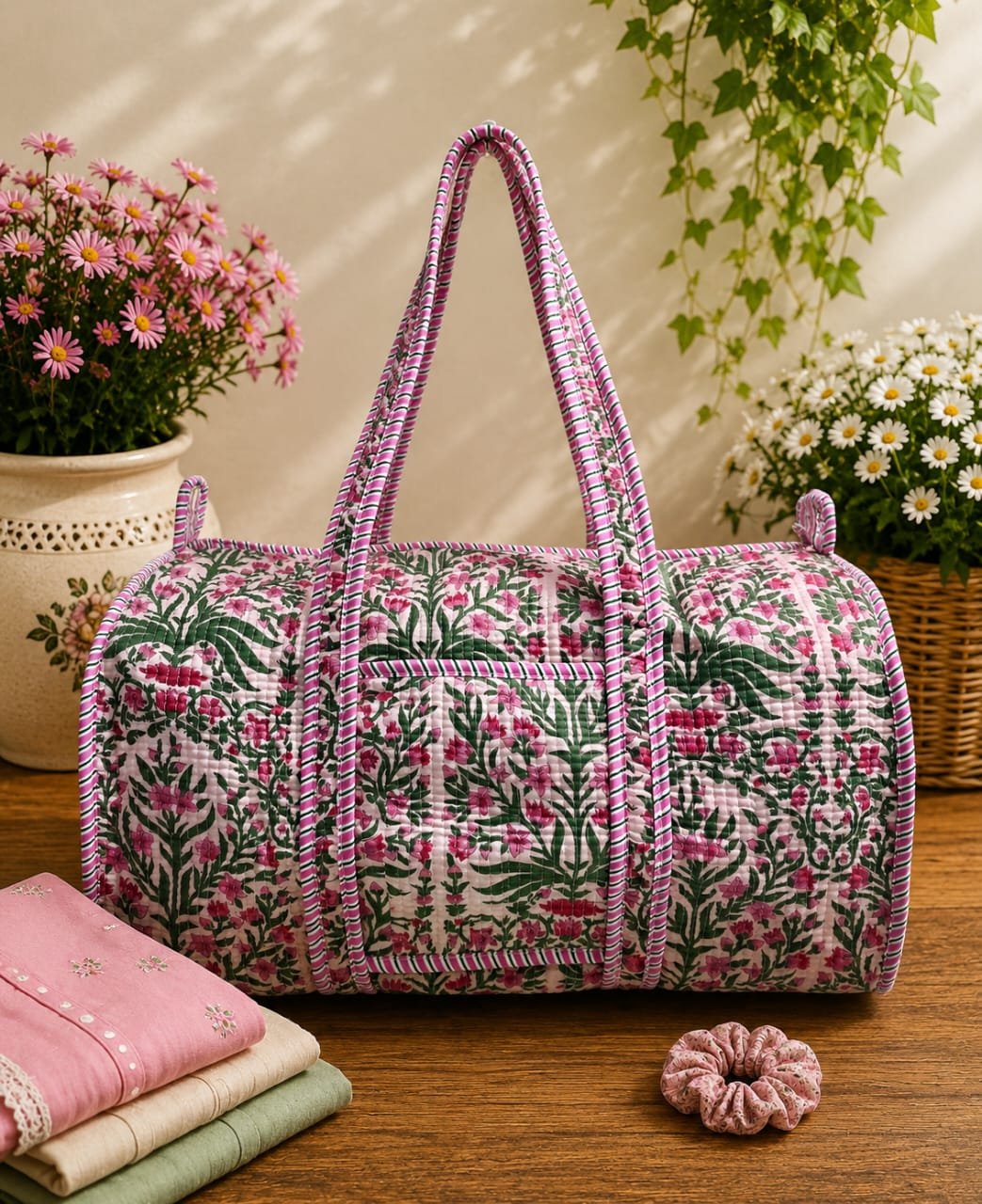 Cotton Quilted Duffle Bag