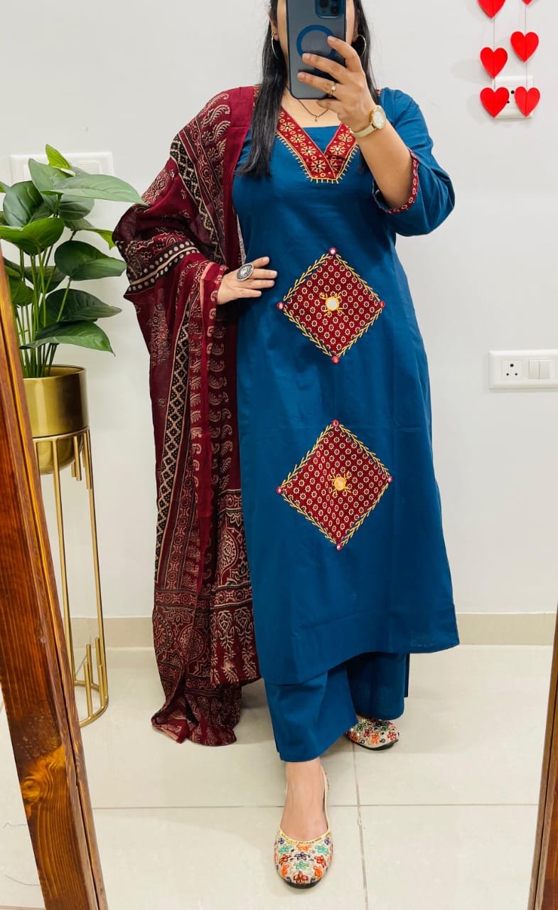 Cotton Embroidered Stitched Suit Set