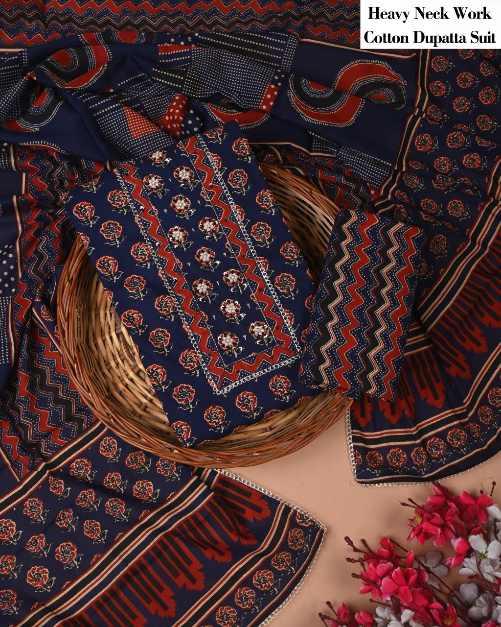 Cotton Dupatta Gota work Suit