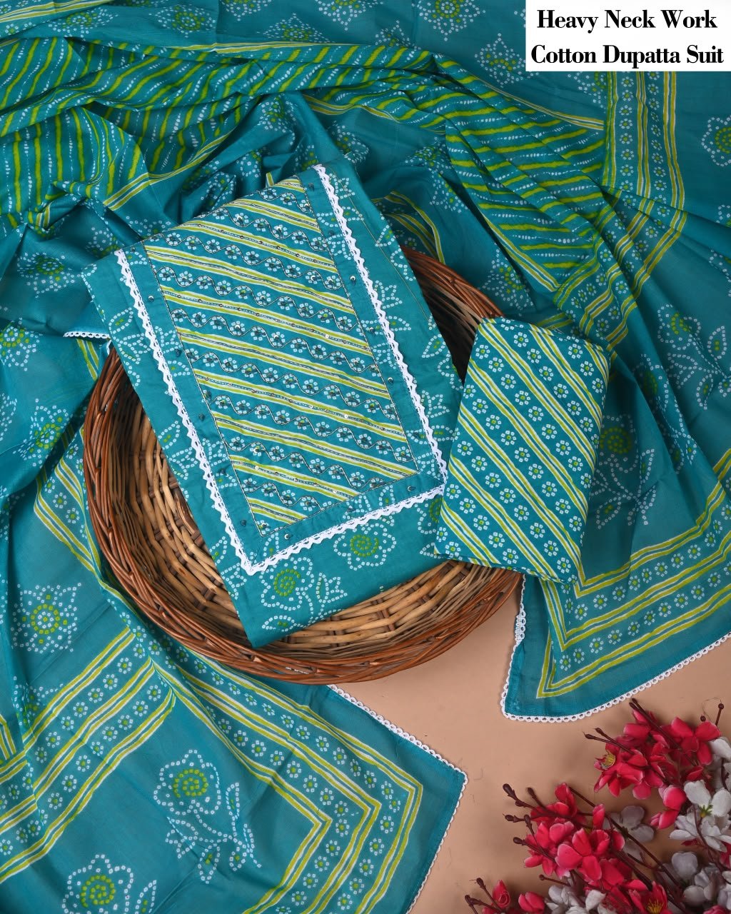 Cotton Dupatta Gota work Suit