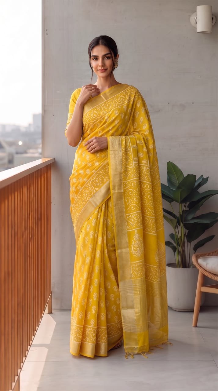 Geecha Border Art Chanderi Saree