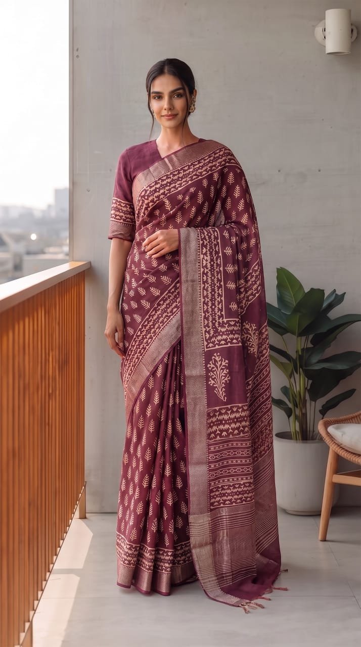 Geecha Border Art Chanderi Saree