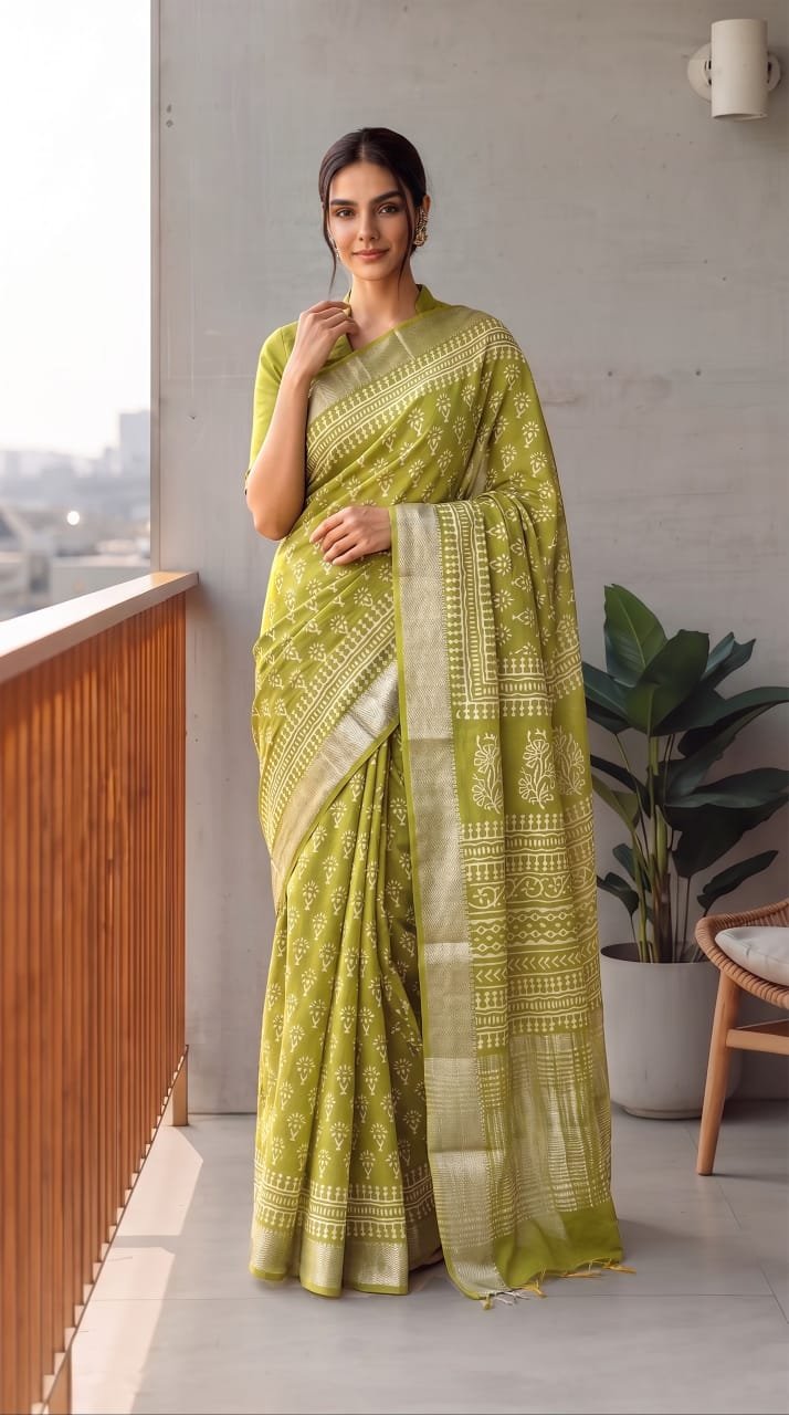 Geecha Border Art Chanderi Saree
